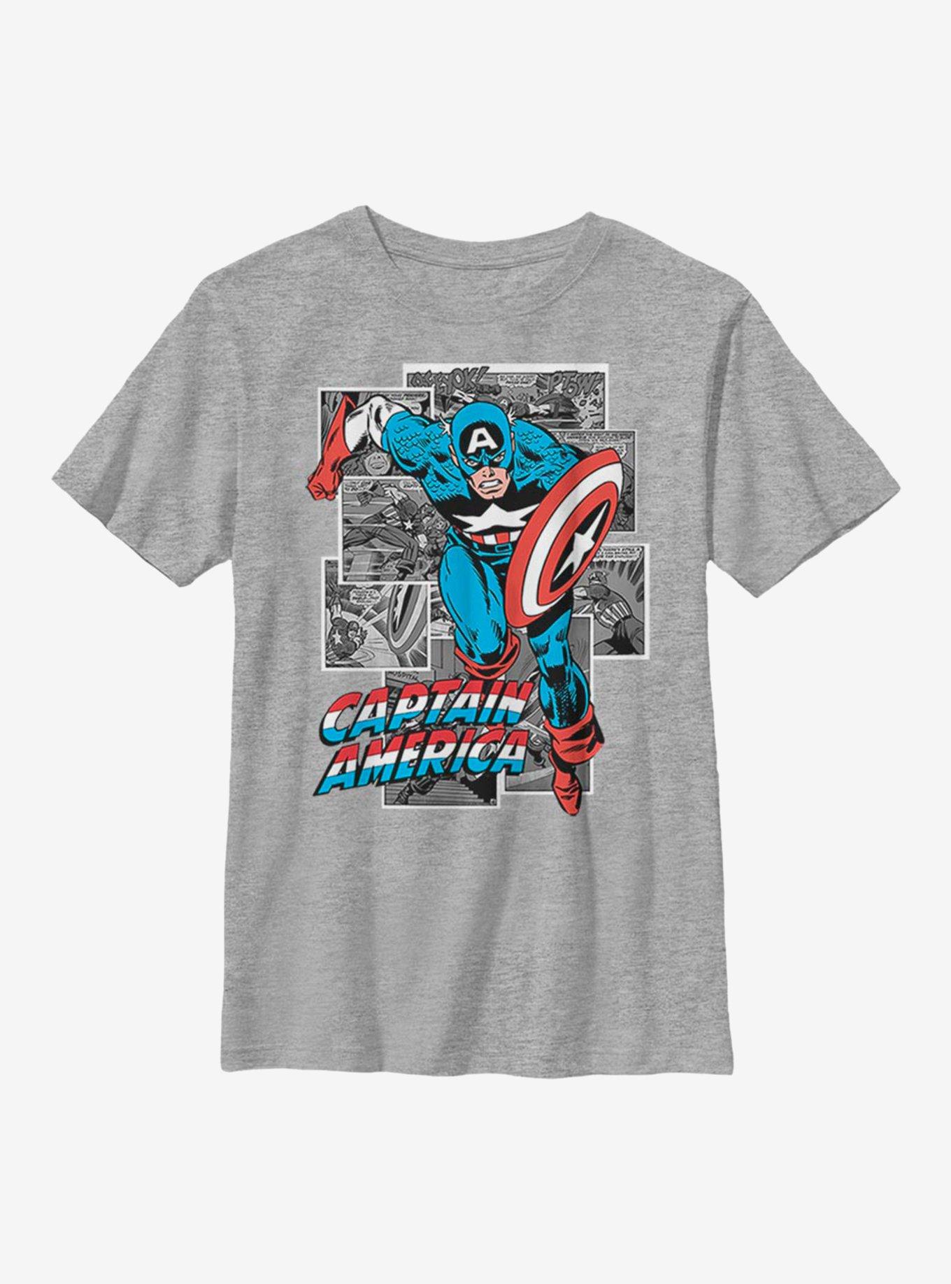 Marvel Captain America Comic Cap Youth T-Shirt, ATH HTR, hi-res