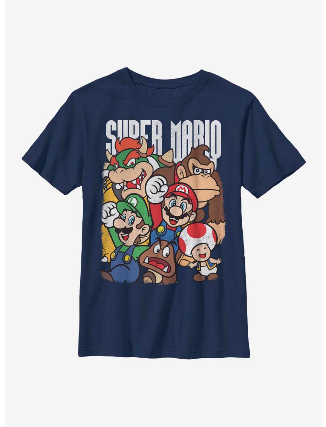 Nintendo Super Mario Super Group Youth T-Shirt, NAVY, hi-res