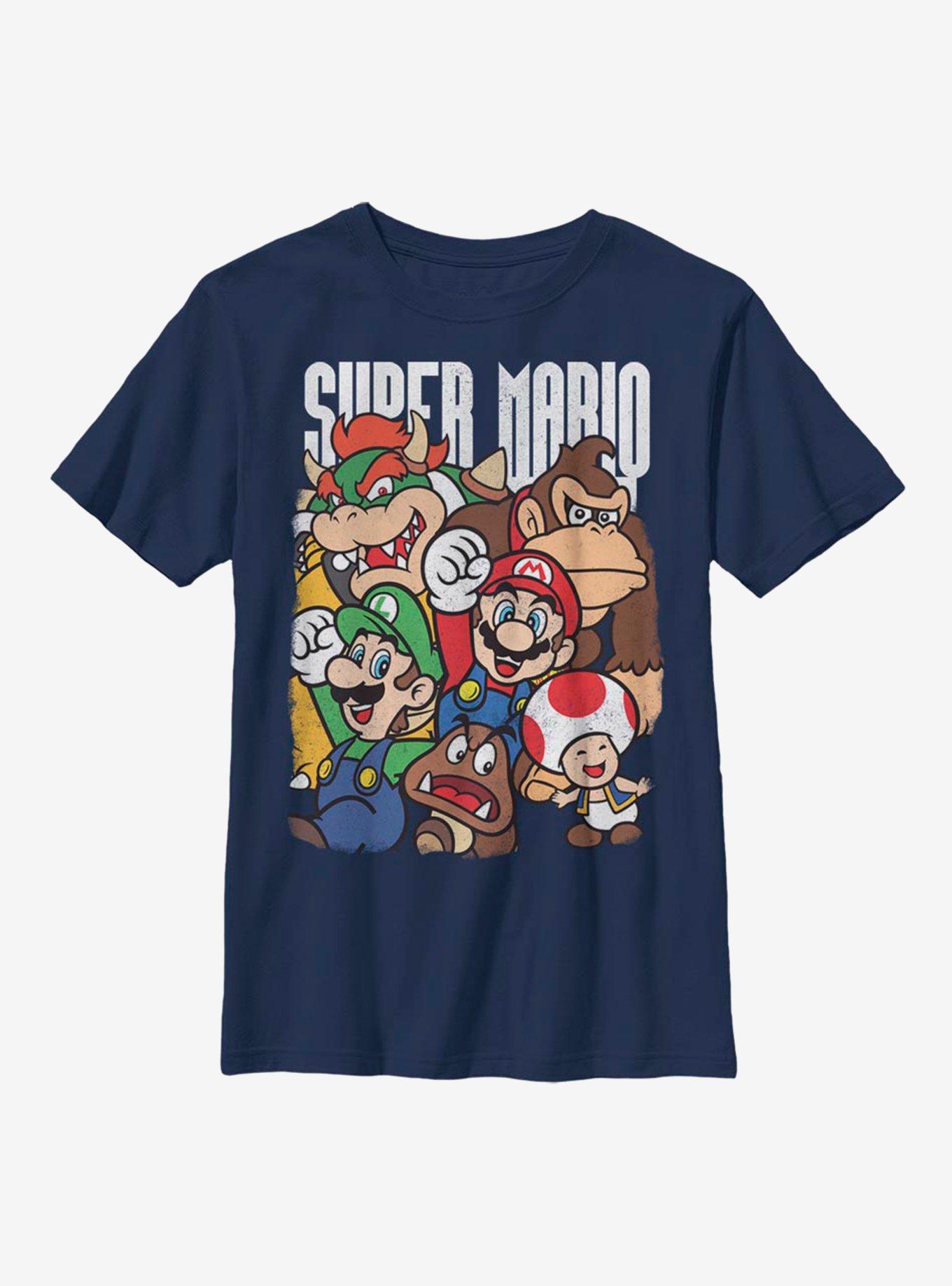 Nintendo Super Mario Super Group Youth T-Shirt, NAVY, hi-res