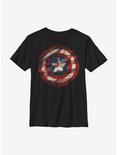 Marvel Captain America Flag Shield Youth T-Shirt, BLACK, hi-res