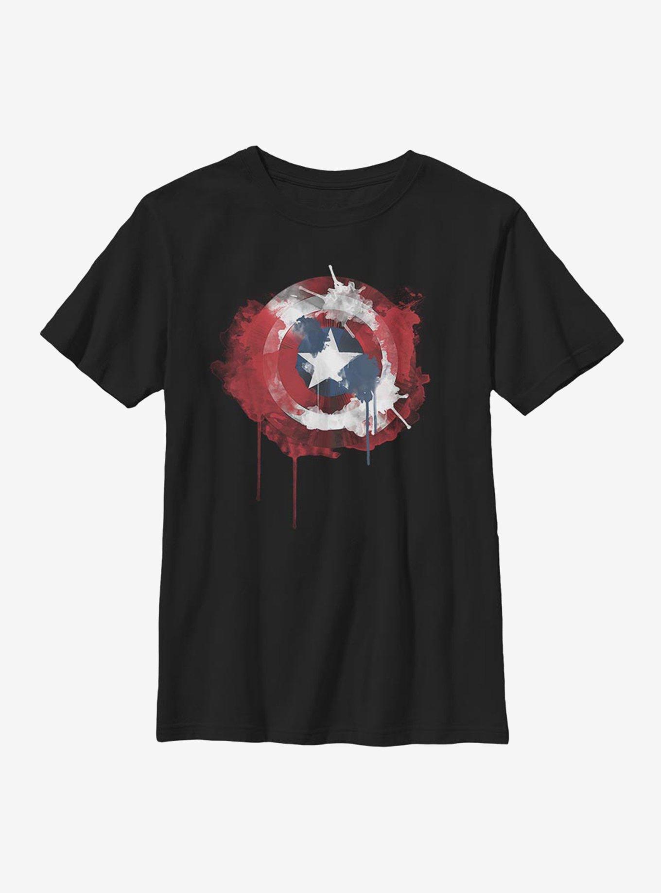 Marvel Captain America Ink Shield Youth T-Shirt, BLACK, hi-res