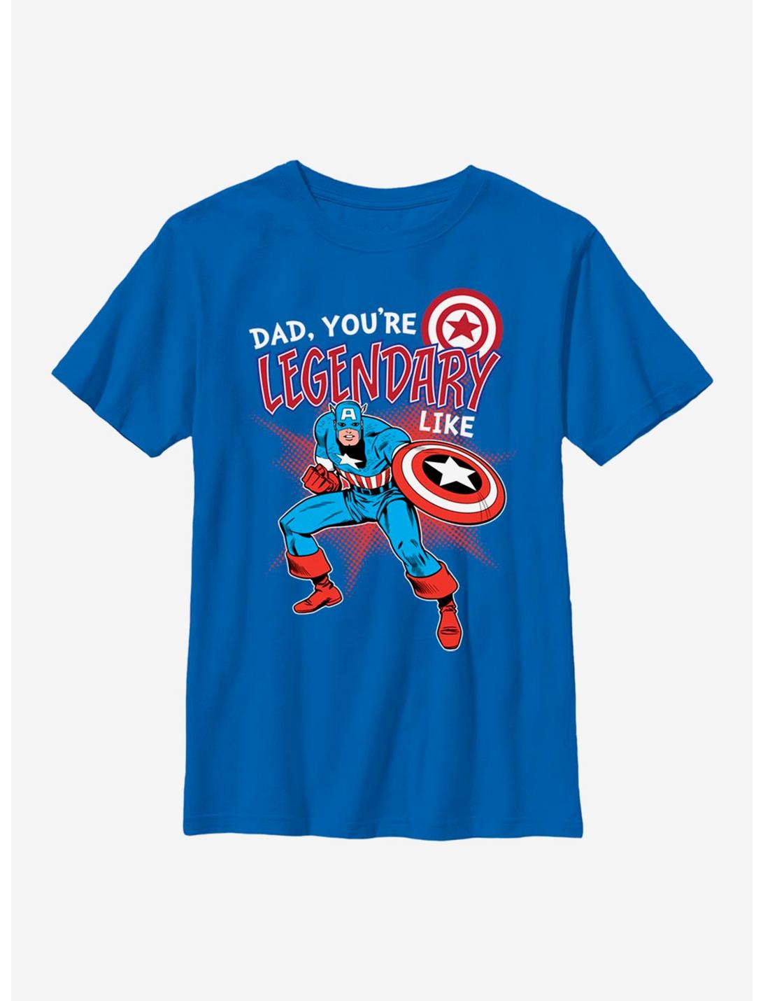 Marvel Captain America Legendary Like Dad Youth T-Shirt, ROYAL, hi-res