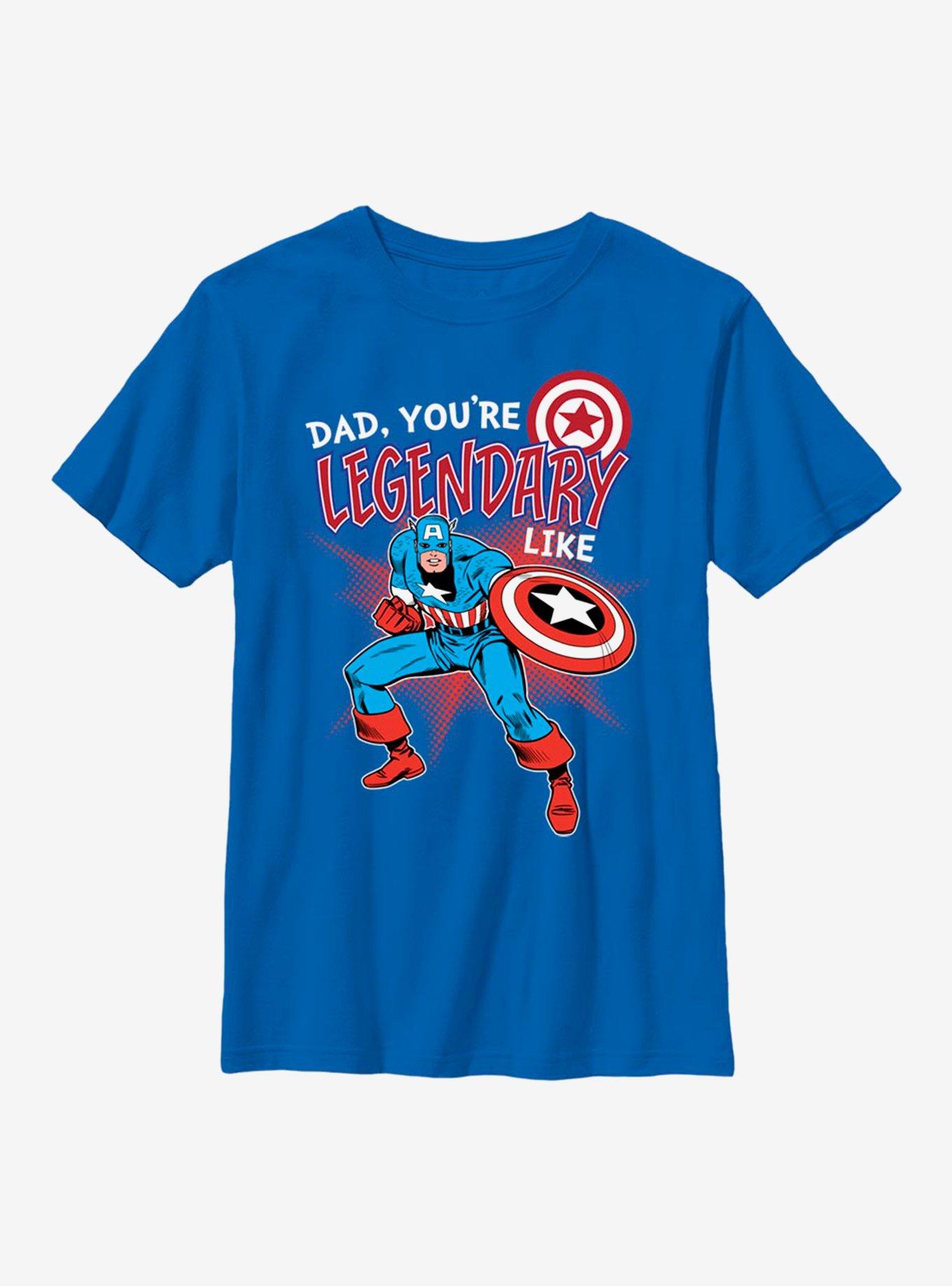 Marvel Captain America Legendary Like Dad Youth T-Shirt, ROYAL, hi-res
