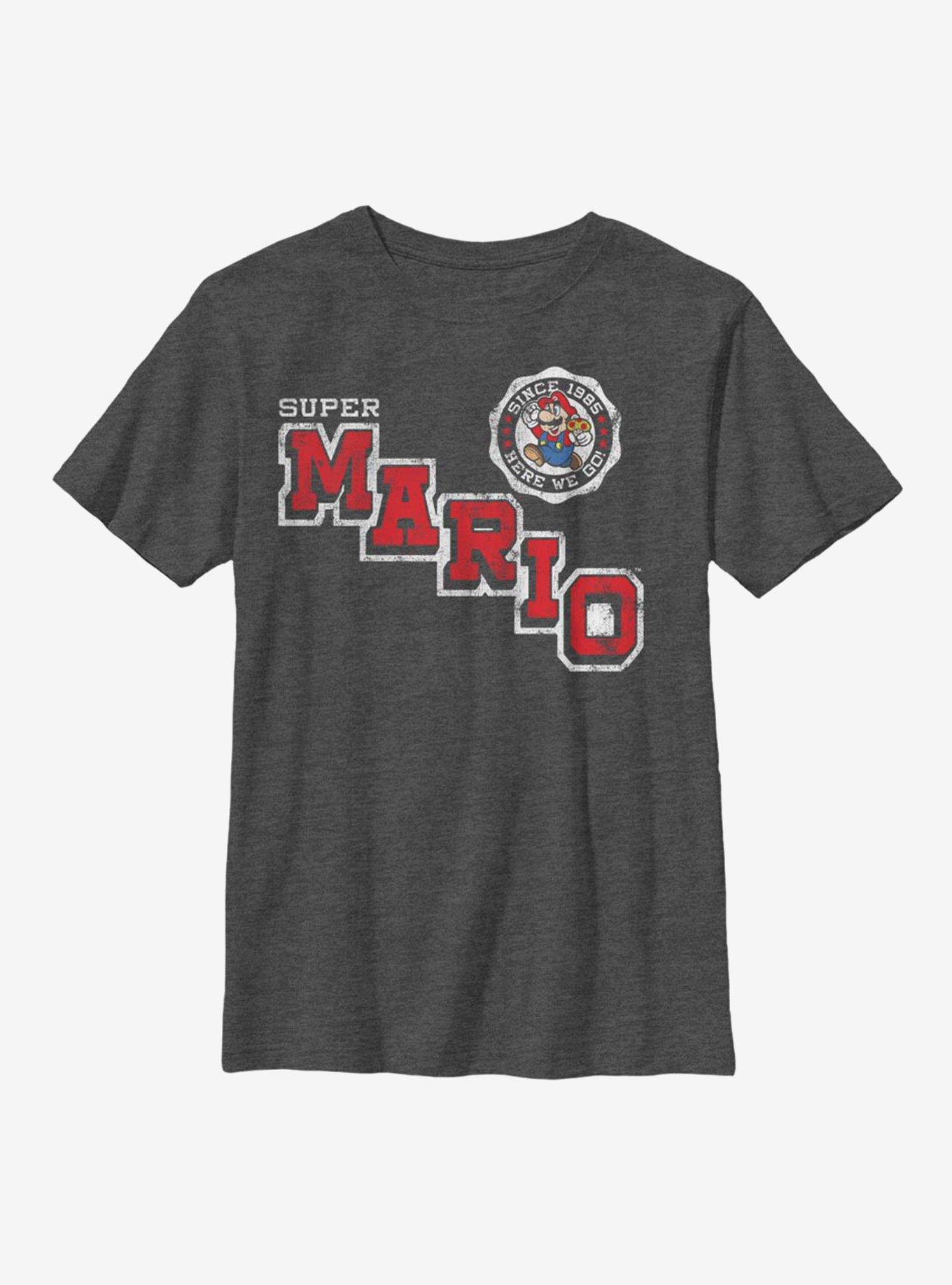 Nintendo Super Mario Varsity Team Youth T-Shirt, CHAR HTR, hi-res