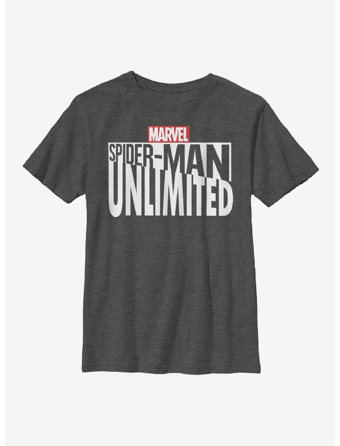 Marvel Spider-Man Unlimited Logo Youth T-Shirt, CHAR HTR, hi-res