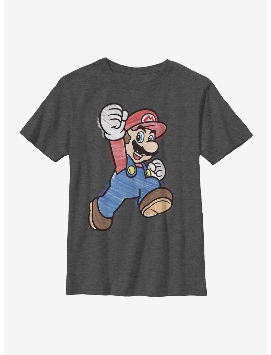 Nintendo Super Mario Marker Mario Youth T-Shirt, CHAR HTR, hi-res