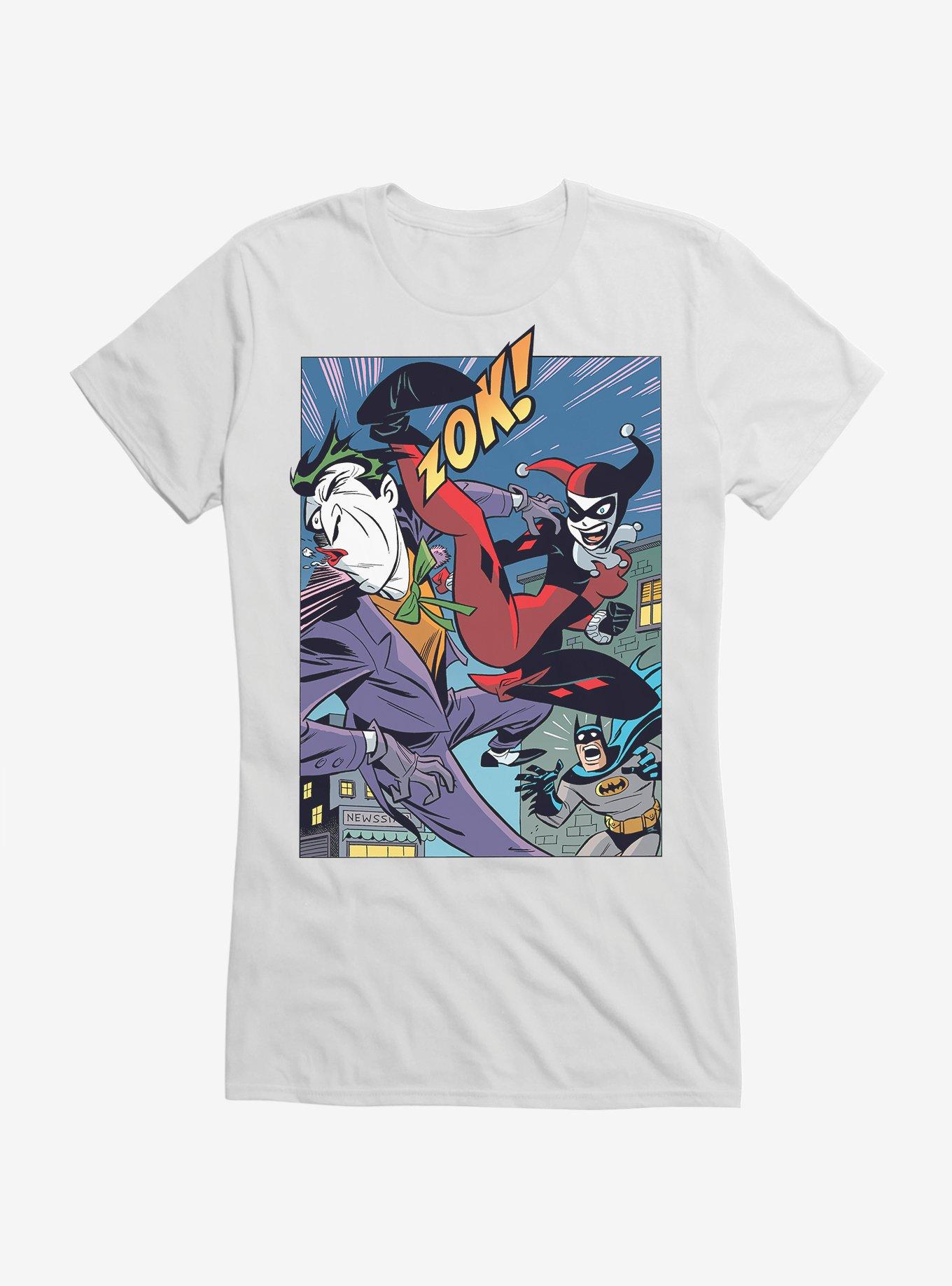 DC Comics Batman Harley Quinn Joker Kick Girls T-Shirt, WHITE, hi-res