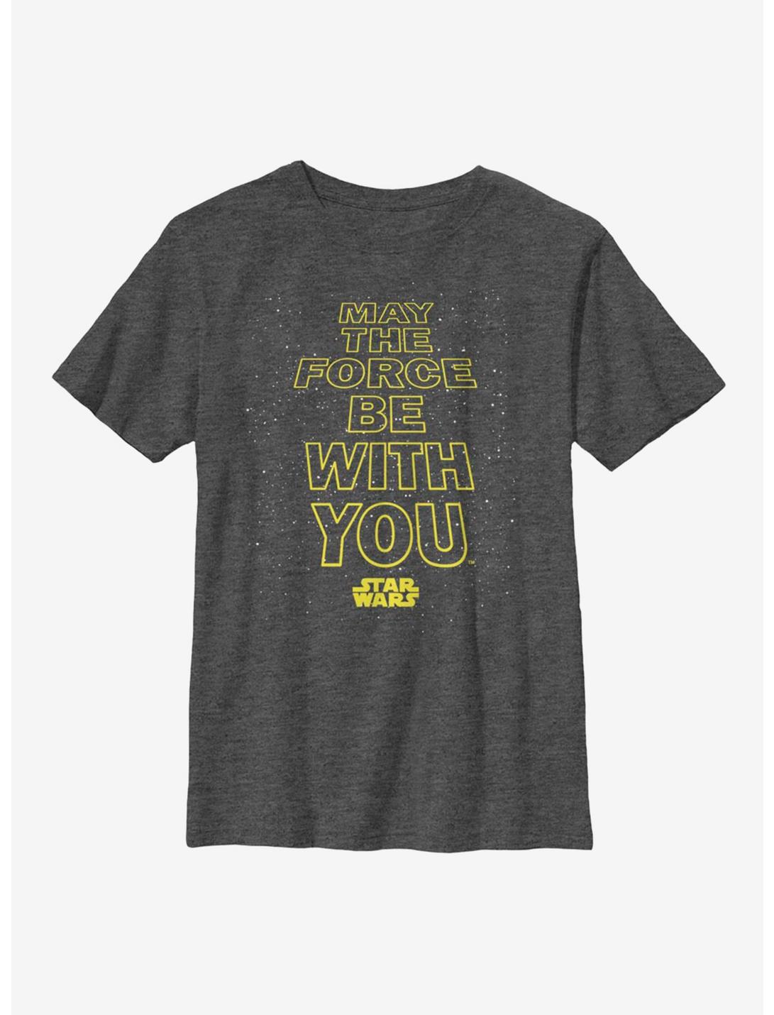 Star Wars May The Force Be With You Youth T-Shirt, CHAR HTR, hi-res
