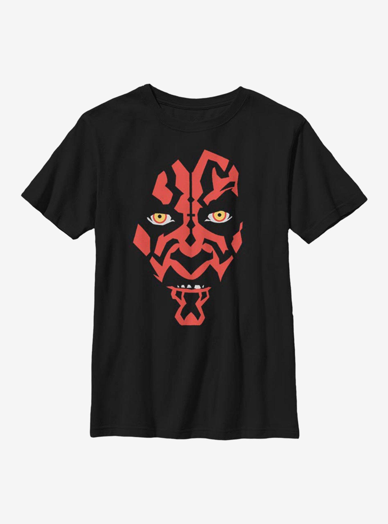 Star Wars Darth Maul Face Youth T-Shirt, BLACK, hi-res