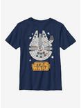 Star Wars Falcon Emoji Youth T-Shirt, NAVY, hi-res