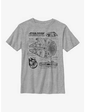 Star Wars Falcon Schematic Youth T-Shirt, , hi-res