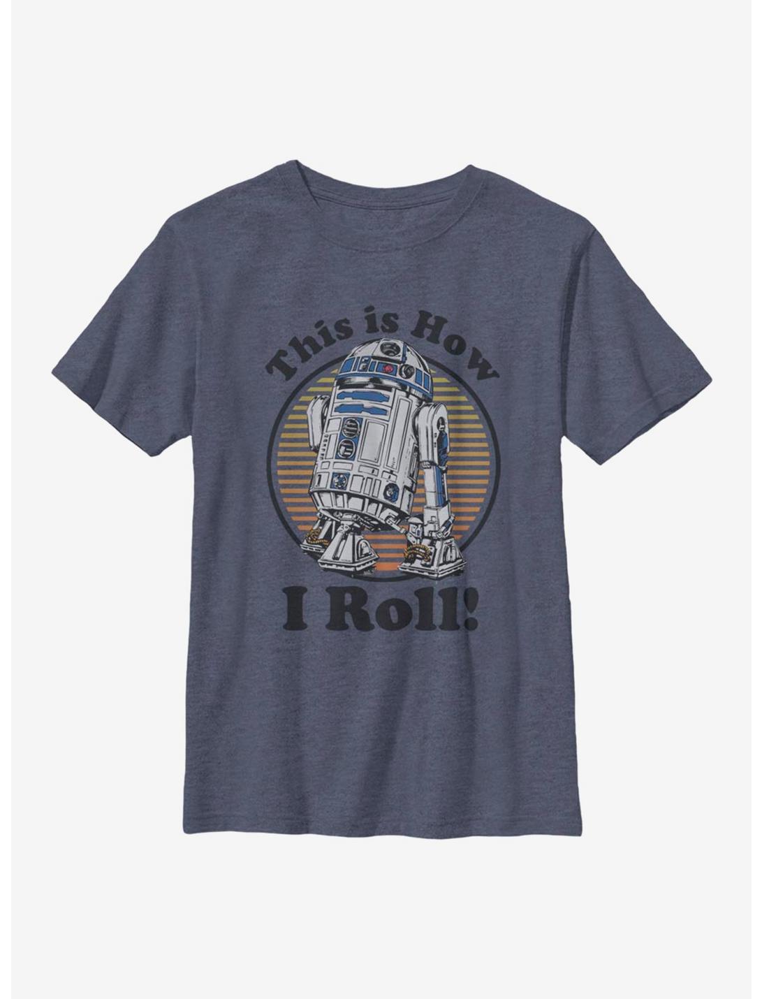 Star Wars How I Roll Youth T-Shirt, NAVY HTR, hi-res