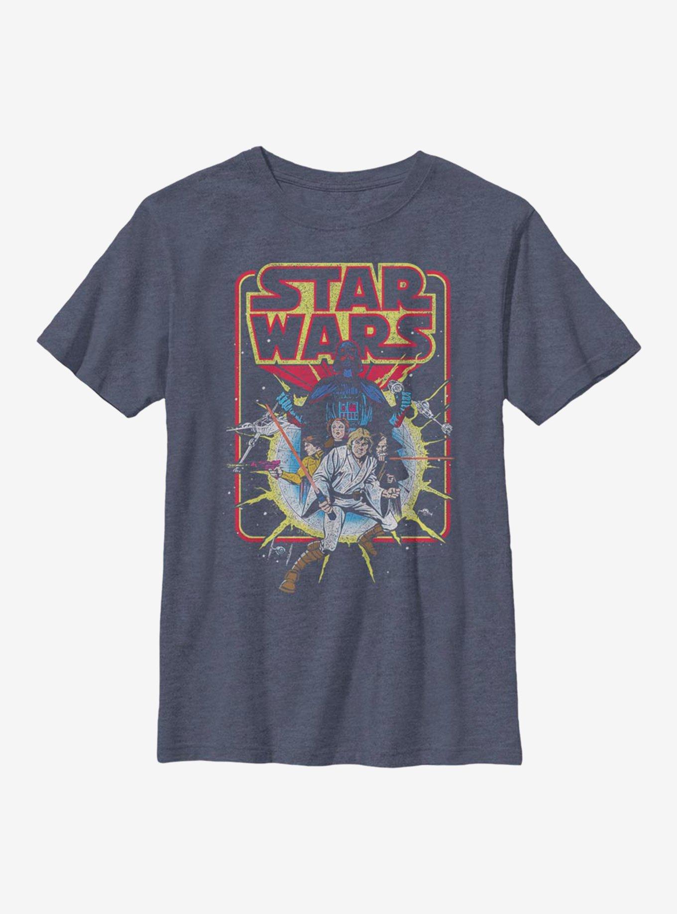 Star Wars Old School Comic Youth T-Shirt, NAVY HTR, hi-res