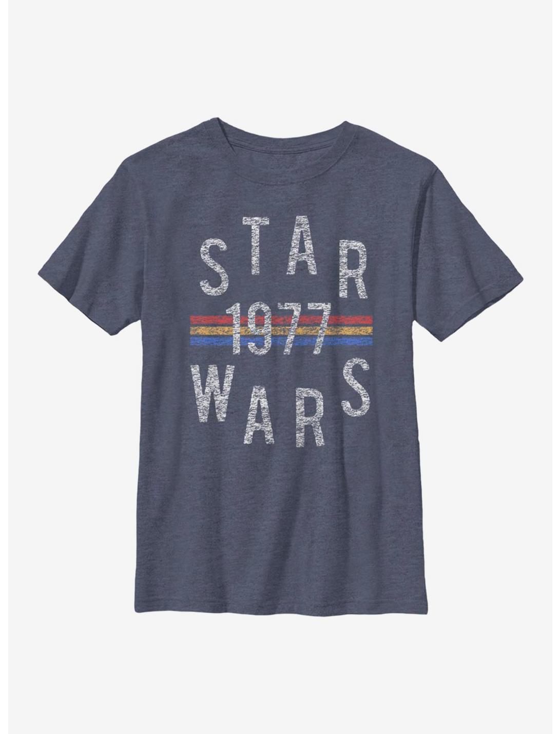 Star Wars Retro Staggered Youth T-Shirt, NAVY HTR, hi-res