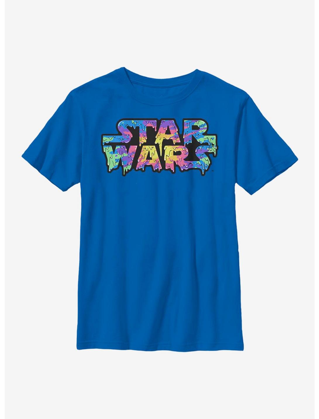 Star Wars Rainbow Drip Logo Youth T-Shirt, ROYAL, hi-res