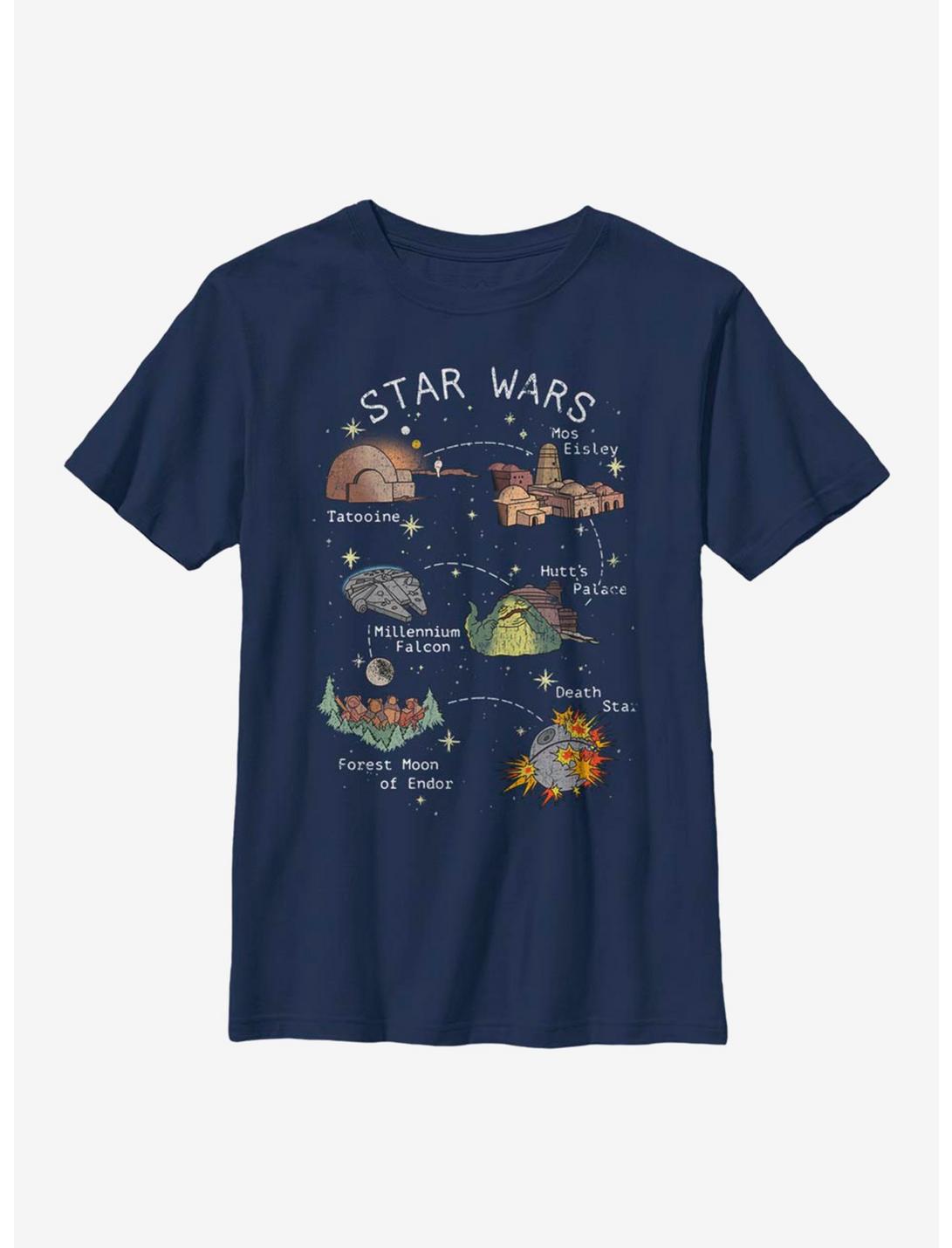 Star Wars Story Map Youth T-Shirt, NAVY, hi-res