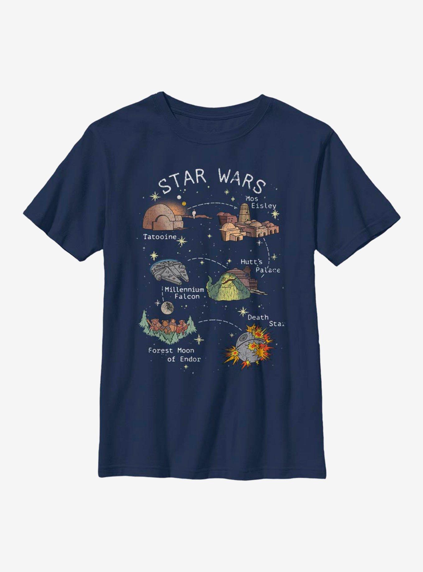 Star Wars Story Map Youth T-Shirt, NAVY, hi-res