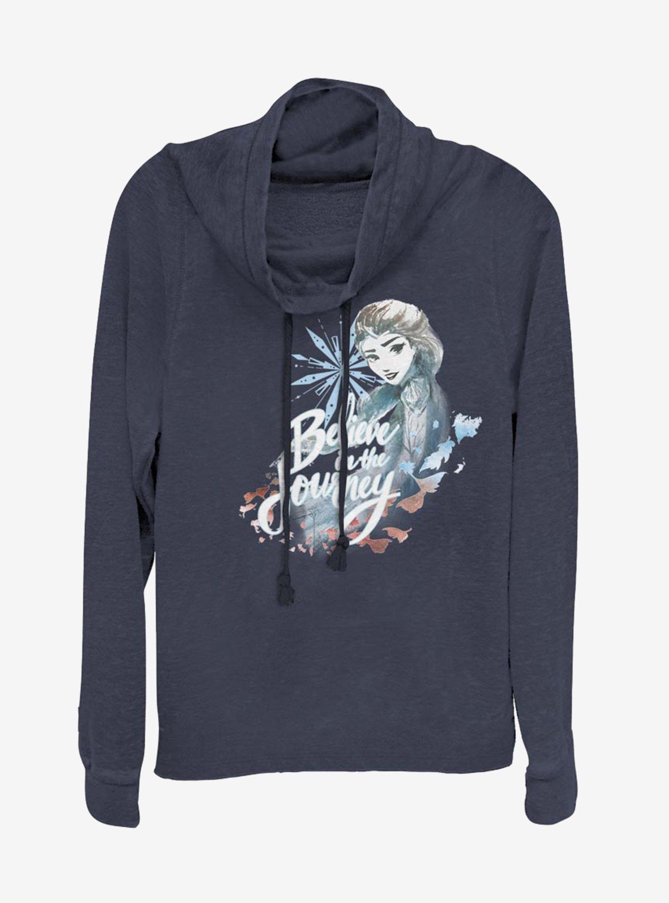 Disney Frozen 2 Elsa Journey Cowlneck Long-Sleeve Womens Top, NAVY, hi-res