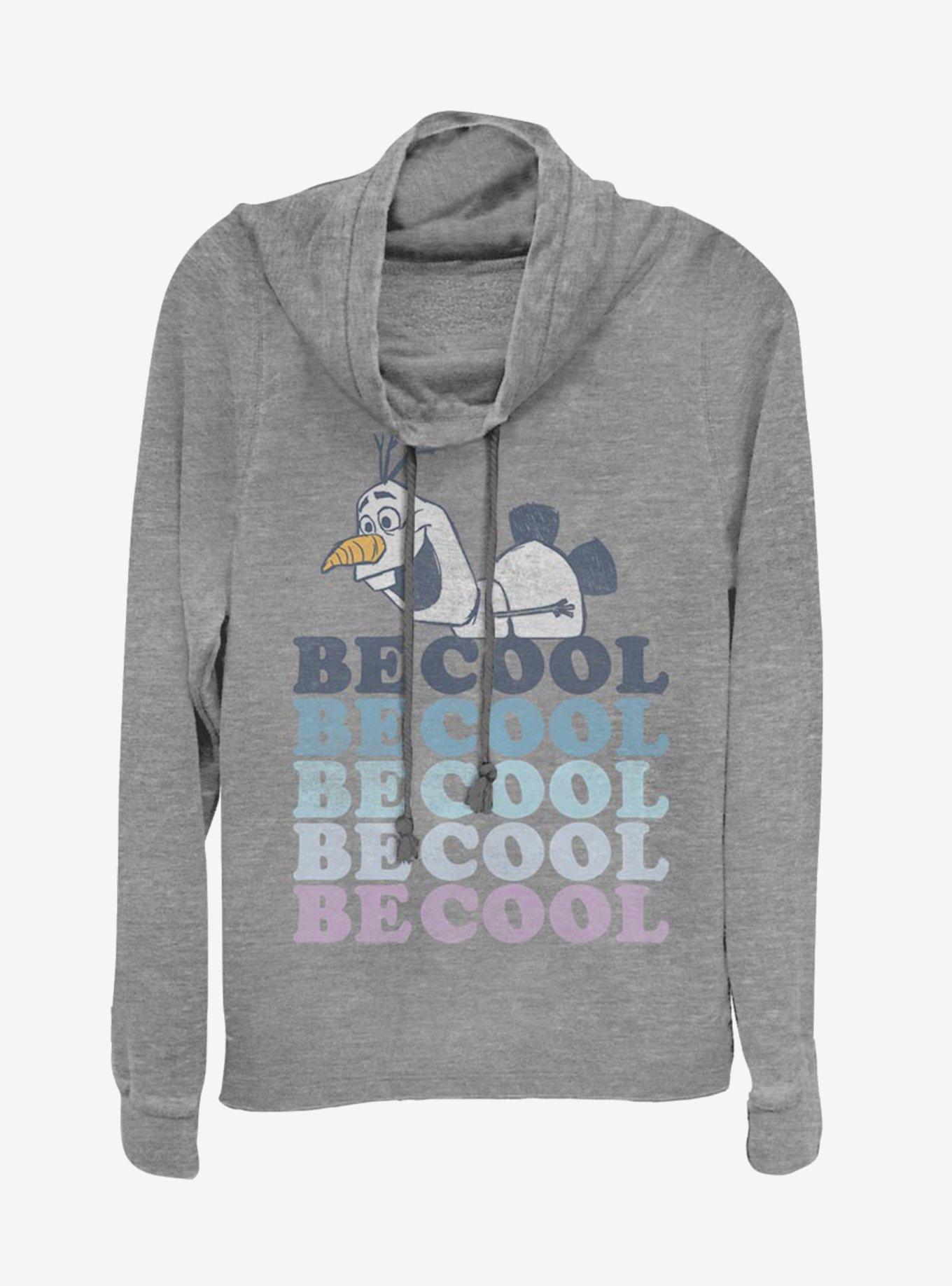 Disney Frozen 2 Olaf Be Cool Cowlneck Long-Sleeve Womens Top, GRAY HTR, hi-res