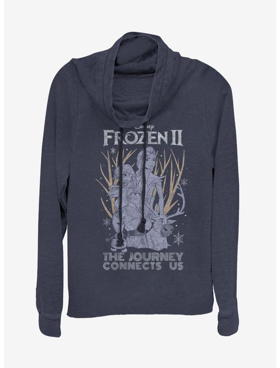 Disney Frozen 2 The Journey Connects Us Cowlneck Long-Sleeve Womens Top, NAVY, hi-res