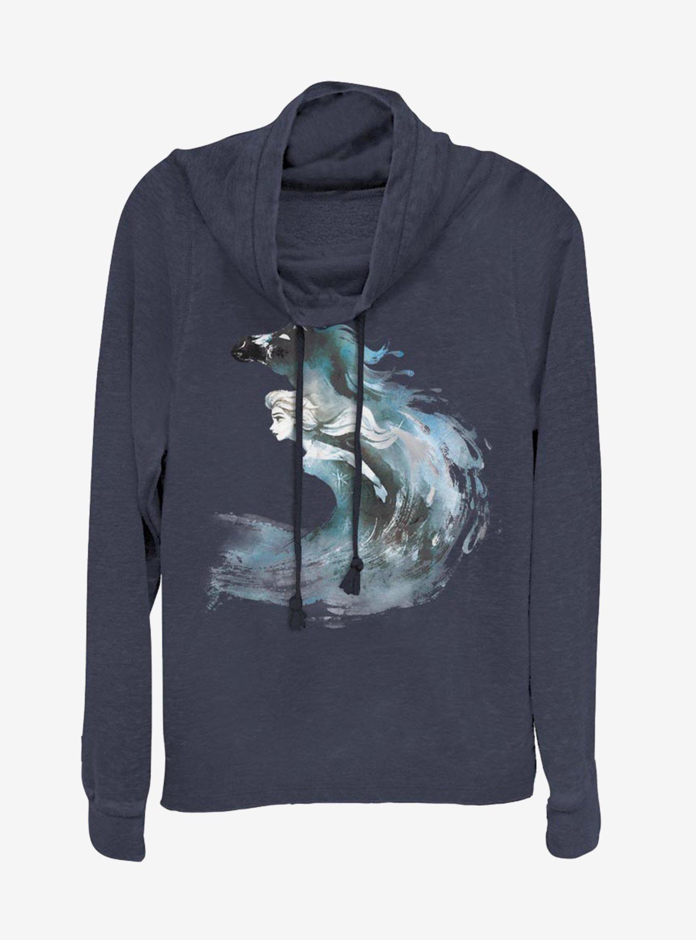 Disney Frozen 2 Watercolor Spirit Cowlneck Long-Sleeve Womens Top, , hi-res