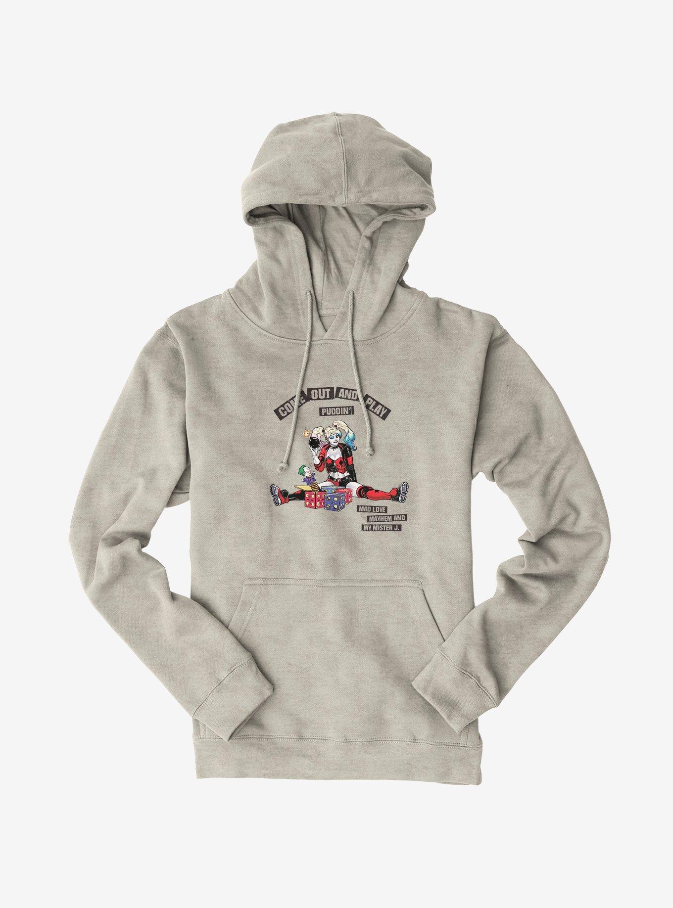Batman Harley Quinn Come Out And Play Hoodie, OATMEAL HEATHER, hi-res