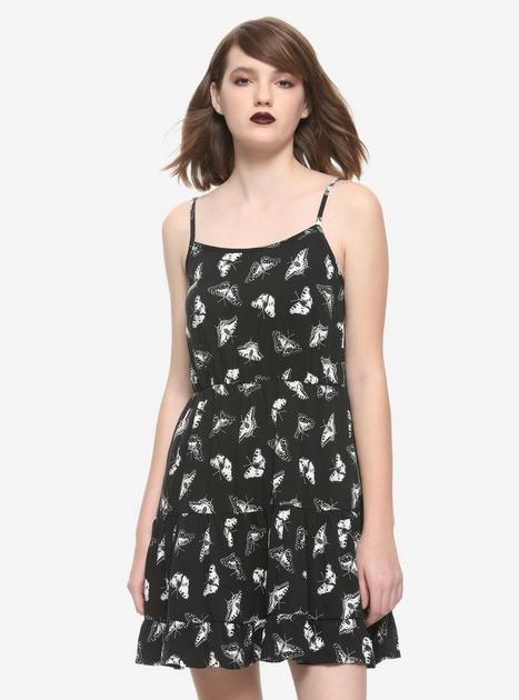 Black & White Butterfly Tiered Dress | Hot Topic