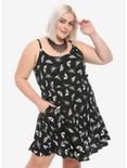 Black & White Butterfly Tiered Dress Plus Size, BLACK, hi-res