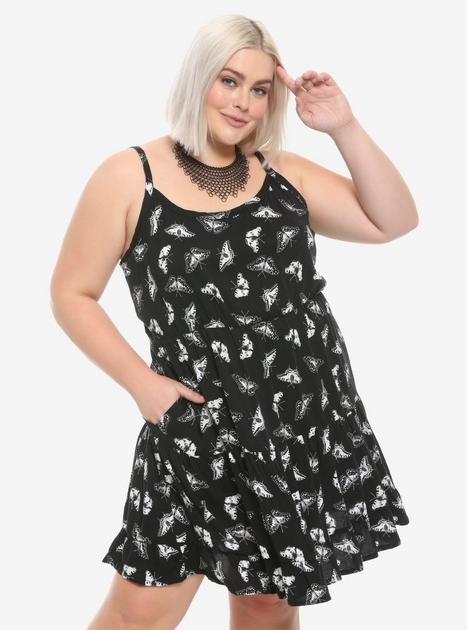 Black & White Butterfly Tiered Dress Plus Size | Hot Topic