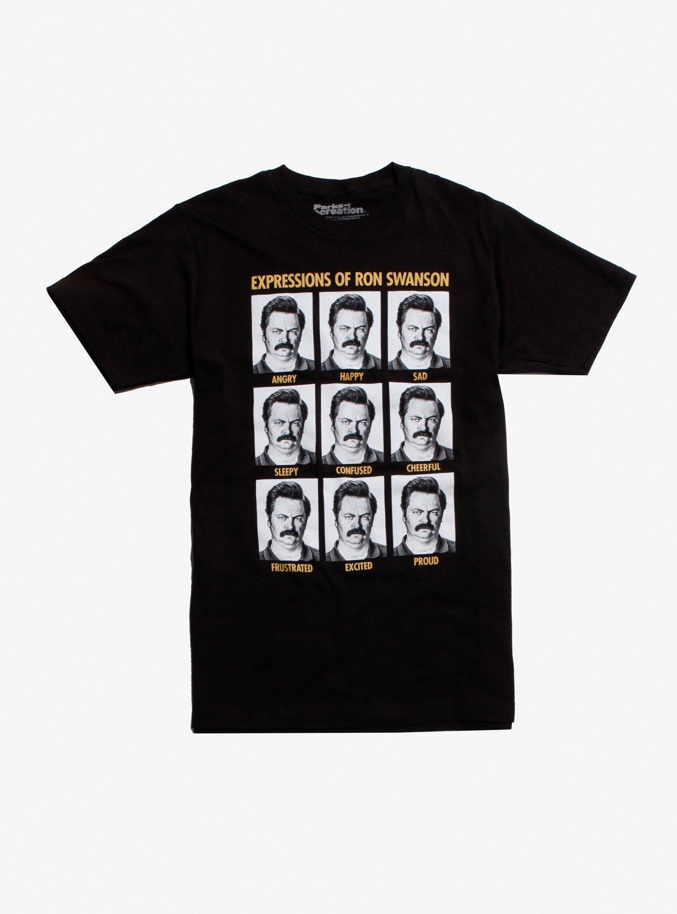 Parks And Recreation Expressions of Ron Swanson T-Shirt, MULTI, hi-res