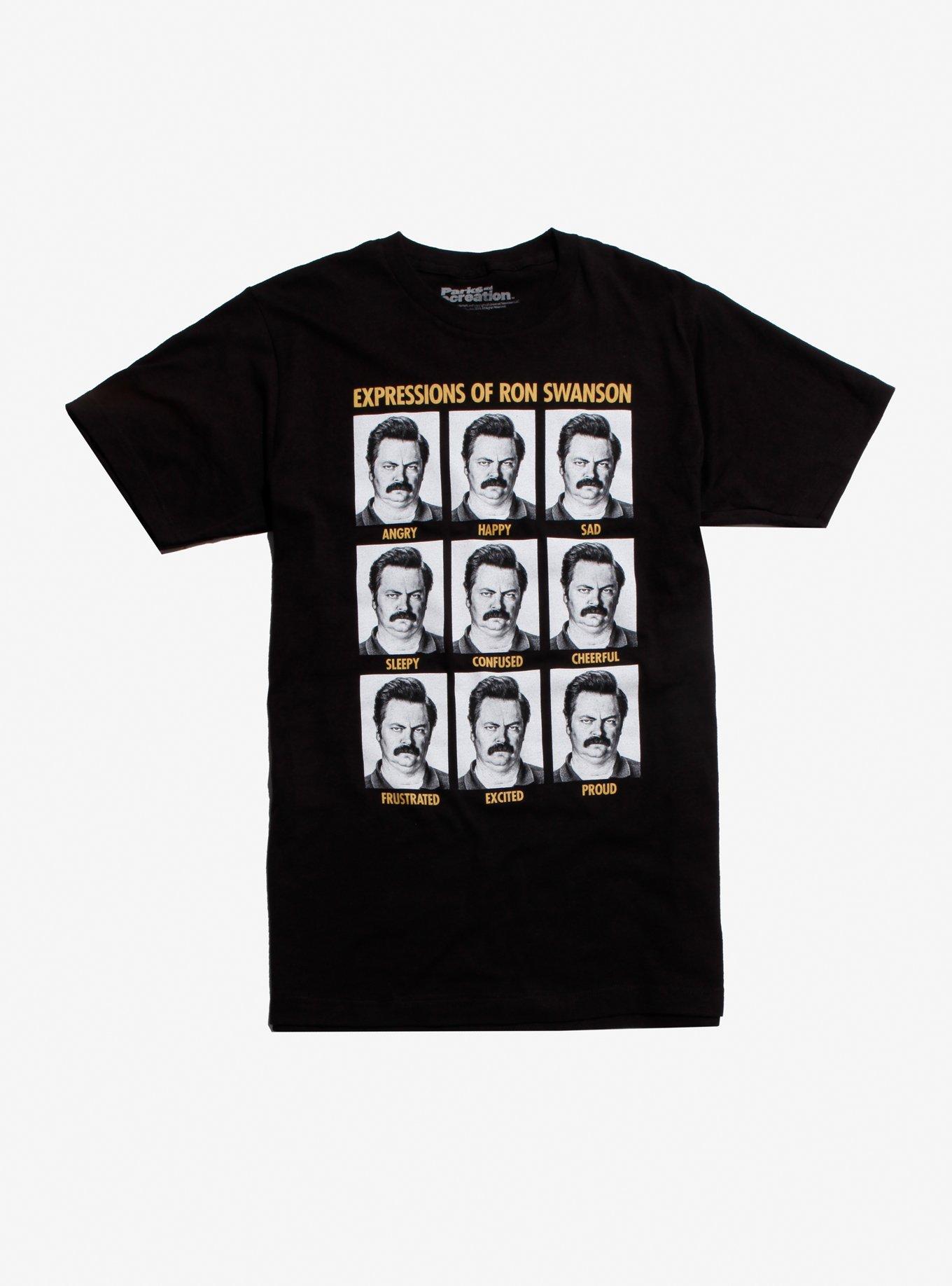 Parks And Recreation Expressions of Ron Swanson T-Shirt, , hi-res