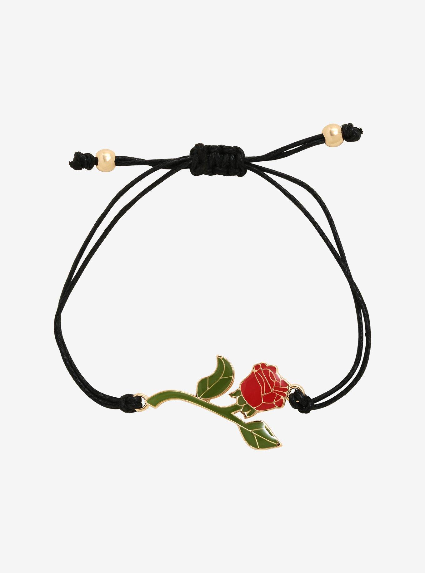 Disney Princess Beauty And The Beast Stained Glass Enchanted Rose Cord Bracelet, , hi-res