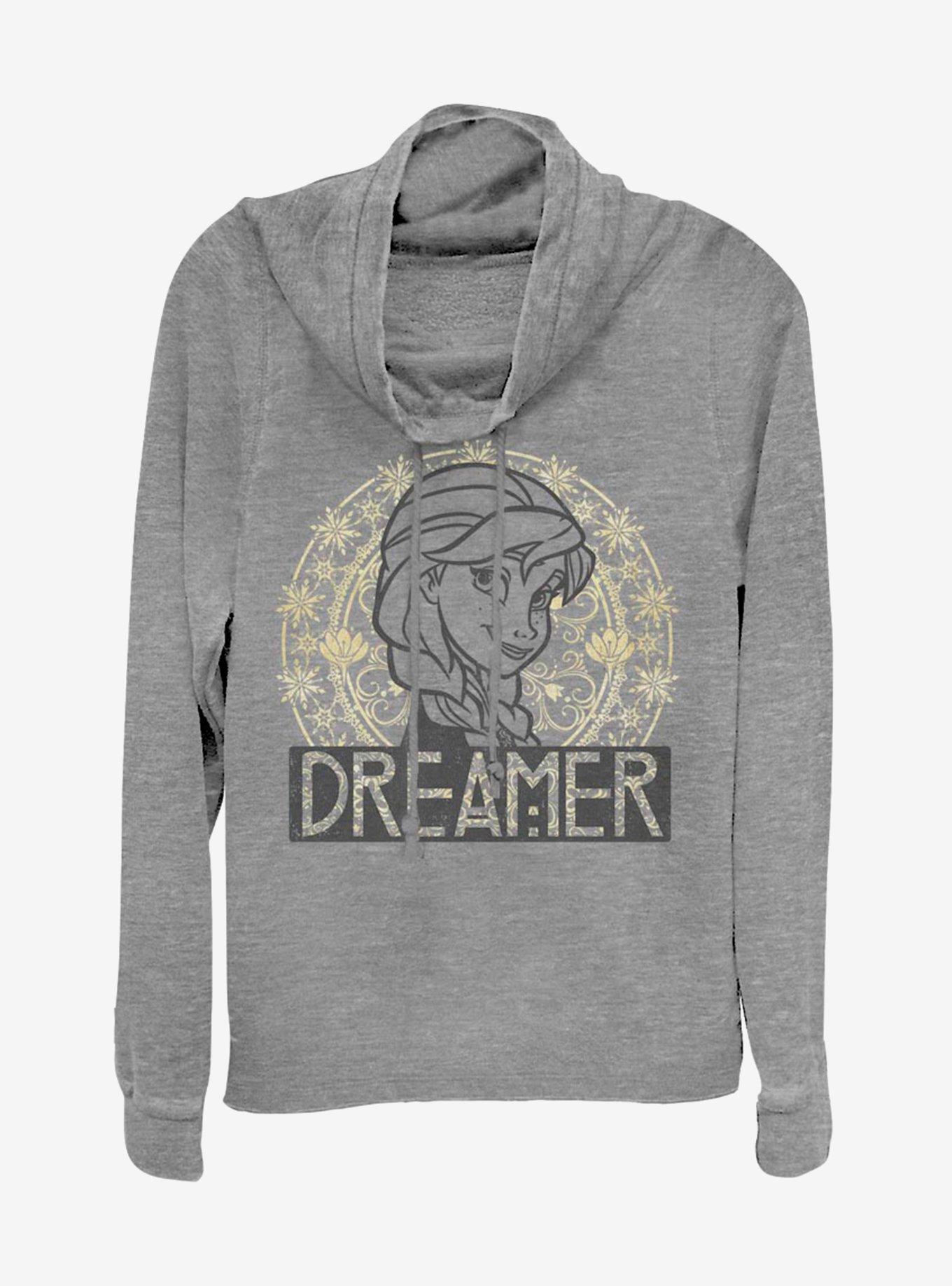 Disney Frozen Anna Dreamer Cowlneck Long-Sleeve Womens Top, GRAY HTR, hi-res