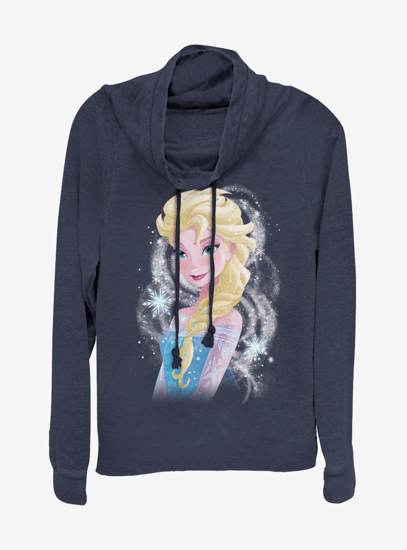 Disney Frozen Elsa Swirl Cowlneck Long-Sleeve Womens Top, , hi-res