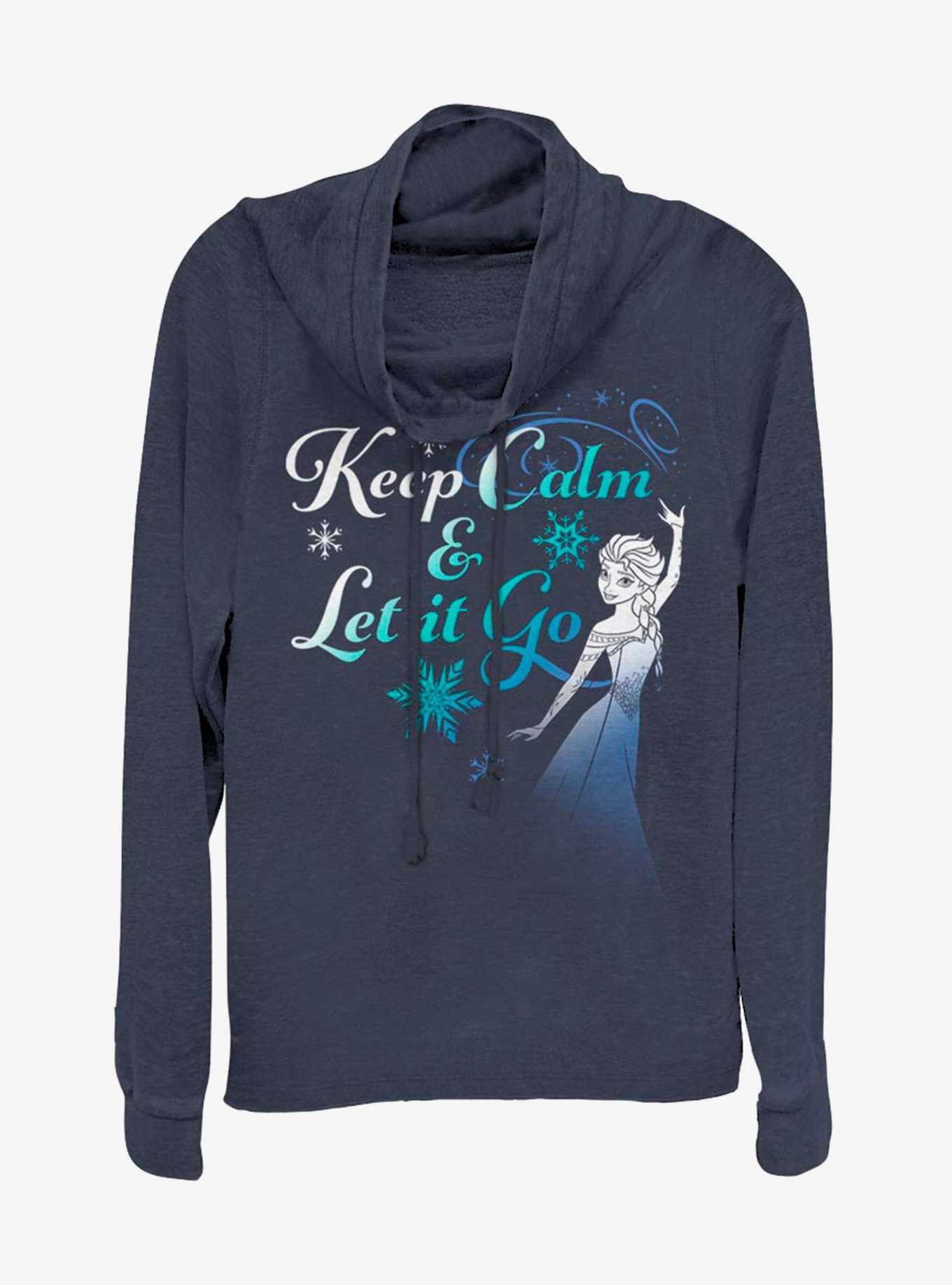 Disney Frozen Keep Calm And Let It Go Cowlneck Long-Sleeve Womens Top, , hi-res
