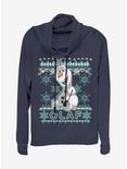 Disney Frozen Olaf Fade Christmas Sweater Pattern Cowlneck Long-Sleeve Womens Top, NAVY, hi-res