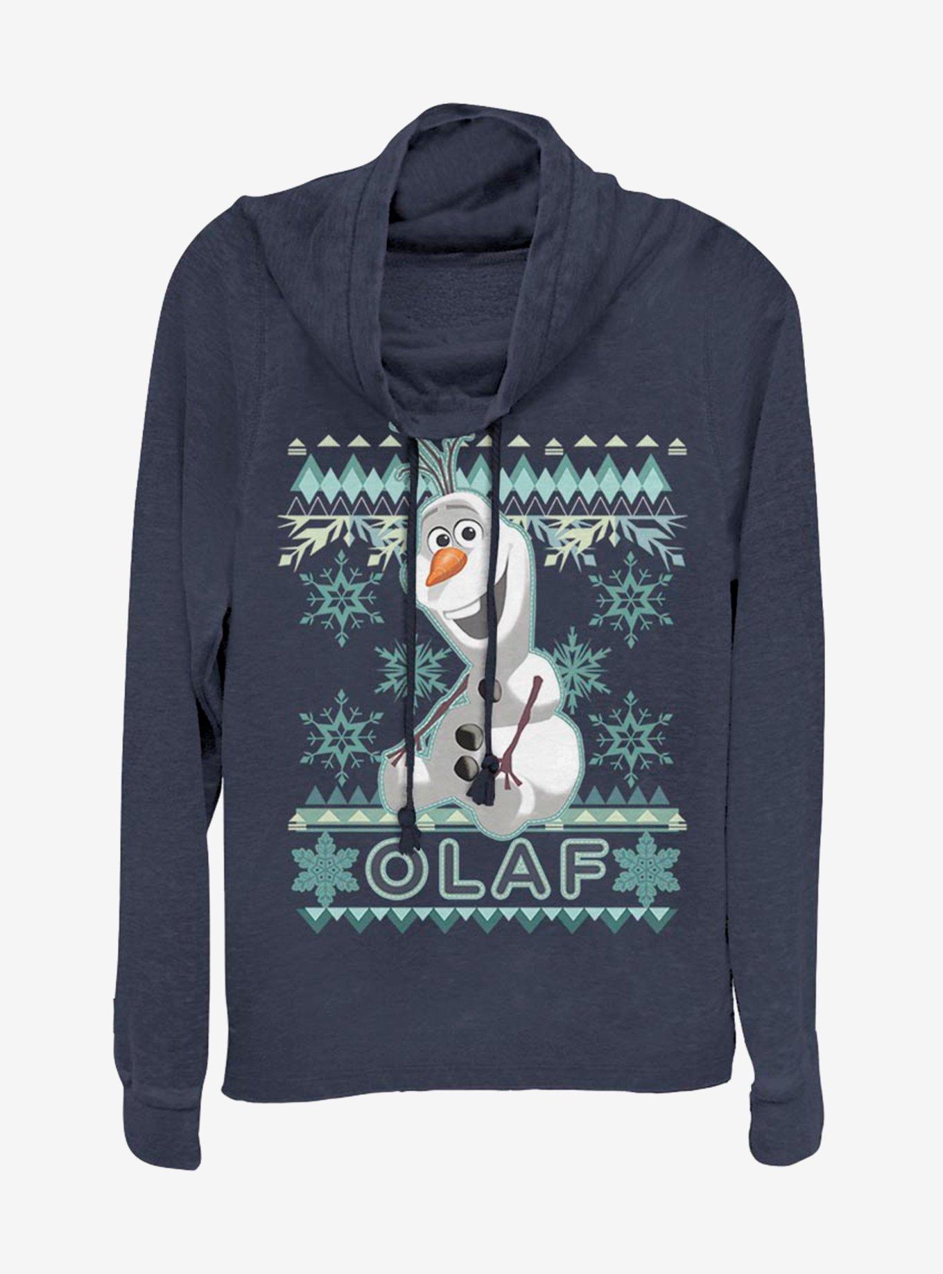 Disney Frozen Olaf Fade Christmas Sweater Pattern Cowlneck Long-Sleeve Womens Top, , hi-res