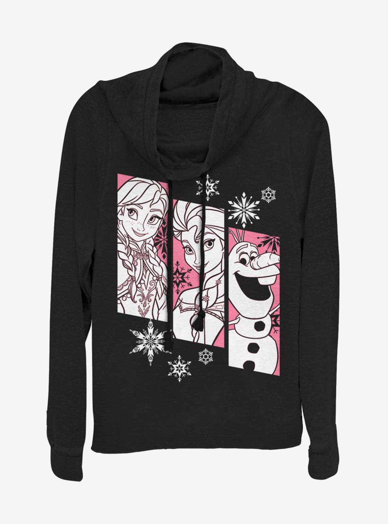 Disney Frozen Snow Trio Cowlneck Long-Sleeve Womens Top, , hi-res