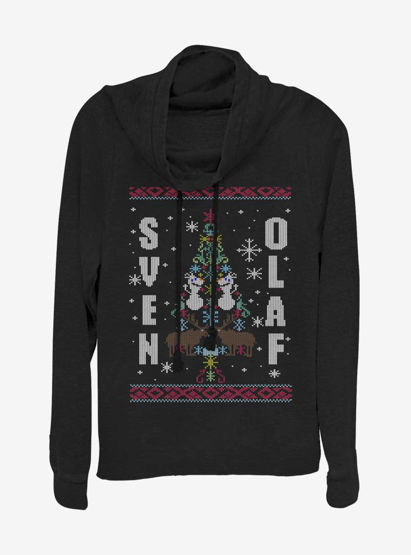 Disney Frozen Sven And Olaf Cowlneck Long-Sleeve Womens Top, , hi-res