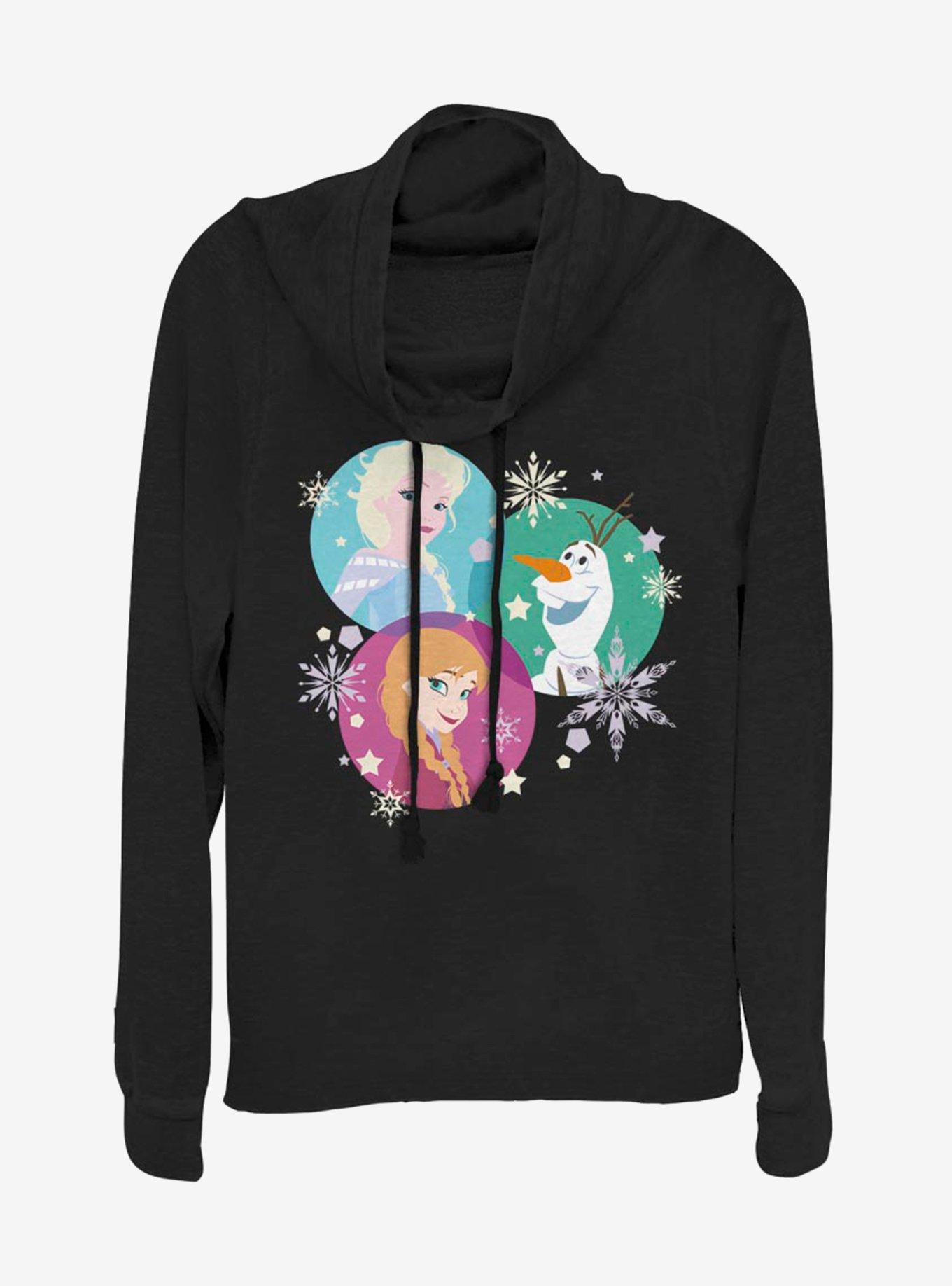 Disney Frozen Tri Sphere Characters Cowlneck Long-Sleeve Womens Top, , hi-res