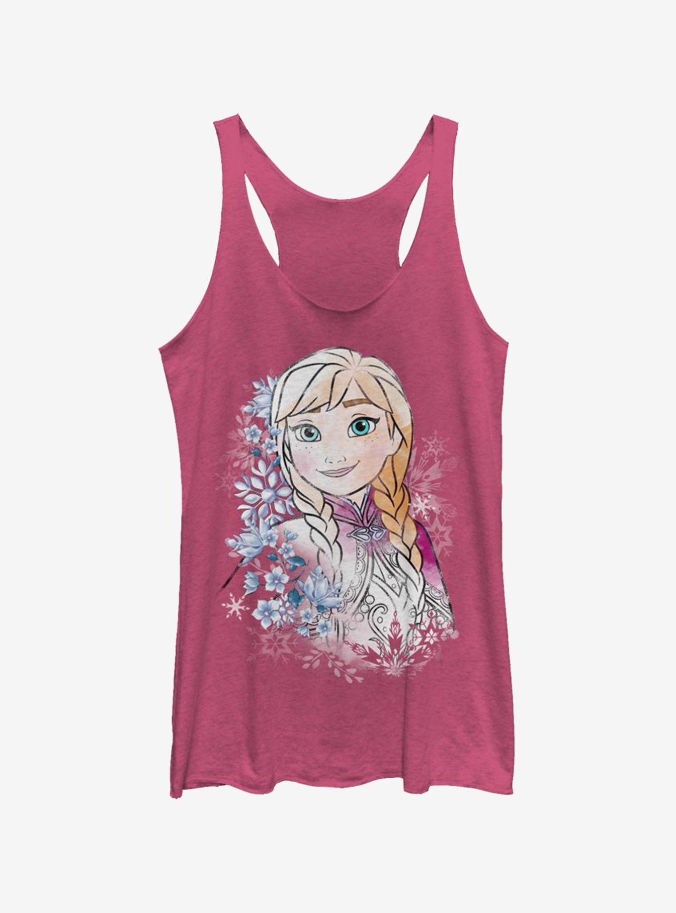 Disney Frozen Anna Flowers Womens Tank Top, PINK HTR, hi-res