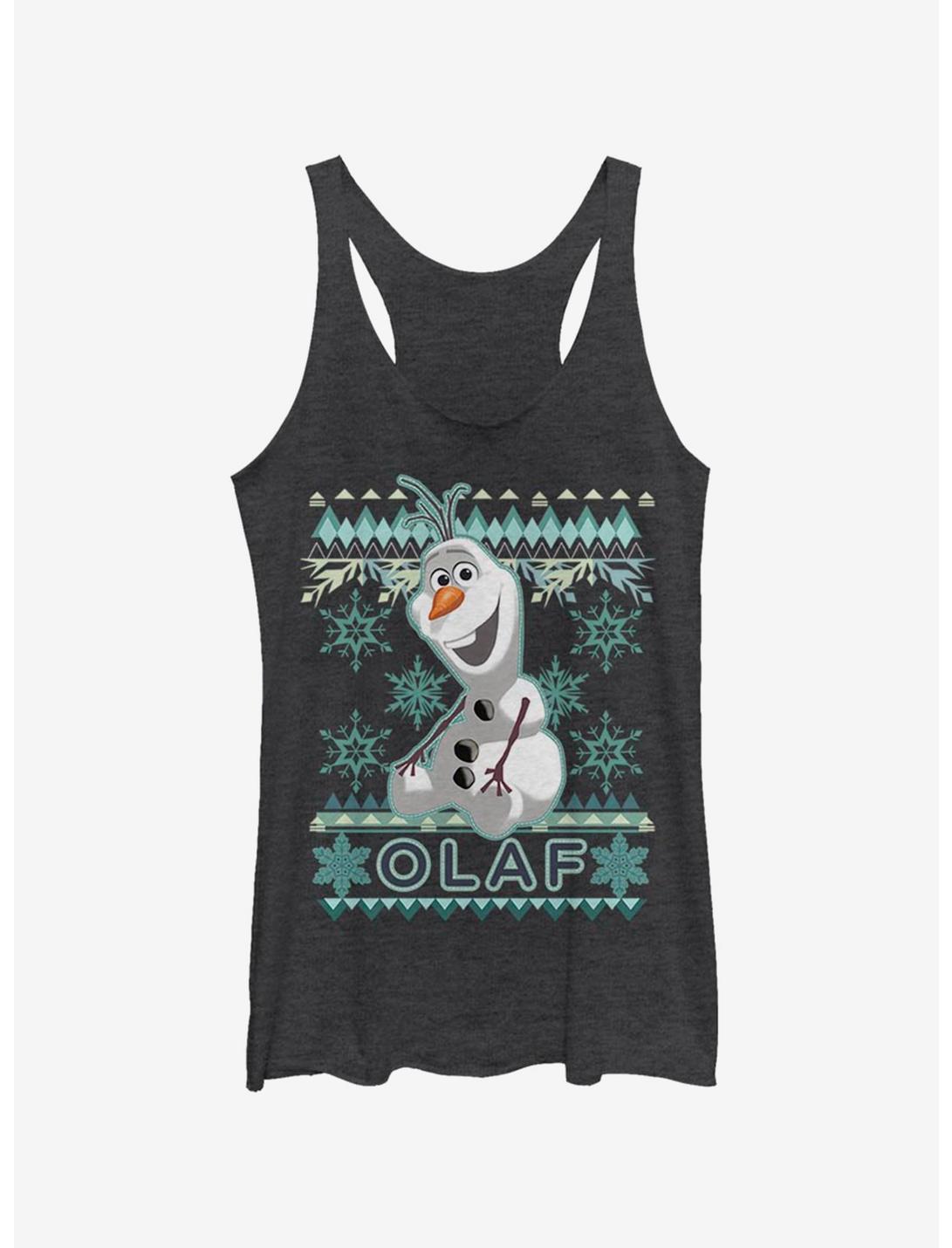 Disney Frozen Olaf Fade Christmas Sweater Pattern Womens Tank Top, BLK HTR, hi-res