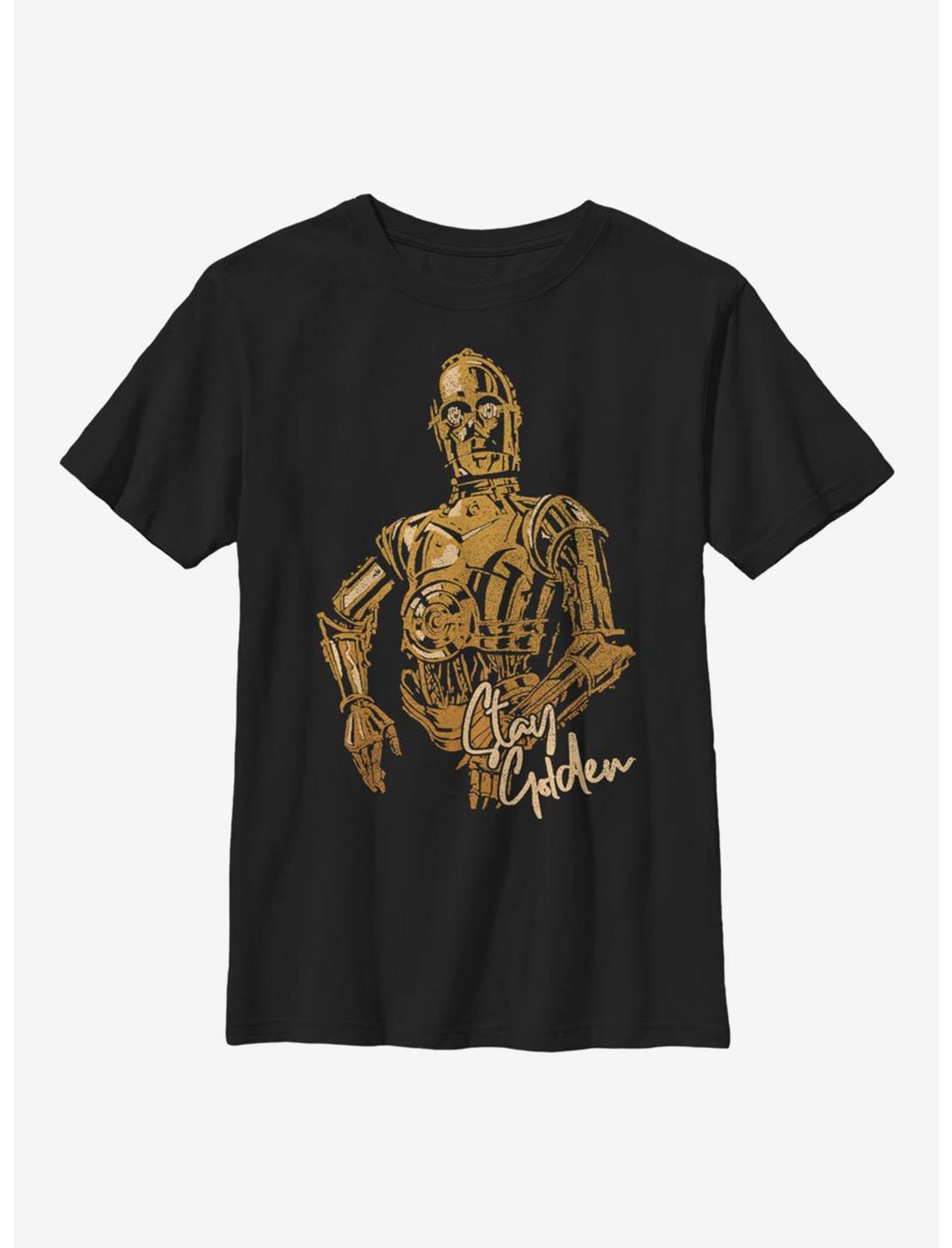 Star Wars Episode IX The Rise Of Skywalker C3PO Stay Golden Youth T-Shirt, BLACK, hi-res