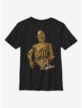 Star Wars Episode IX The Rise Of Skywalker C3PO Stay Golden Youth T-Shirt, BLACK, hi-res