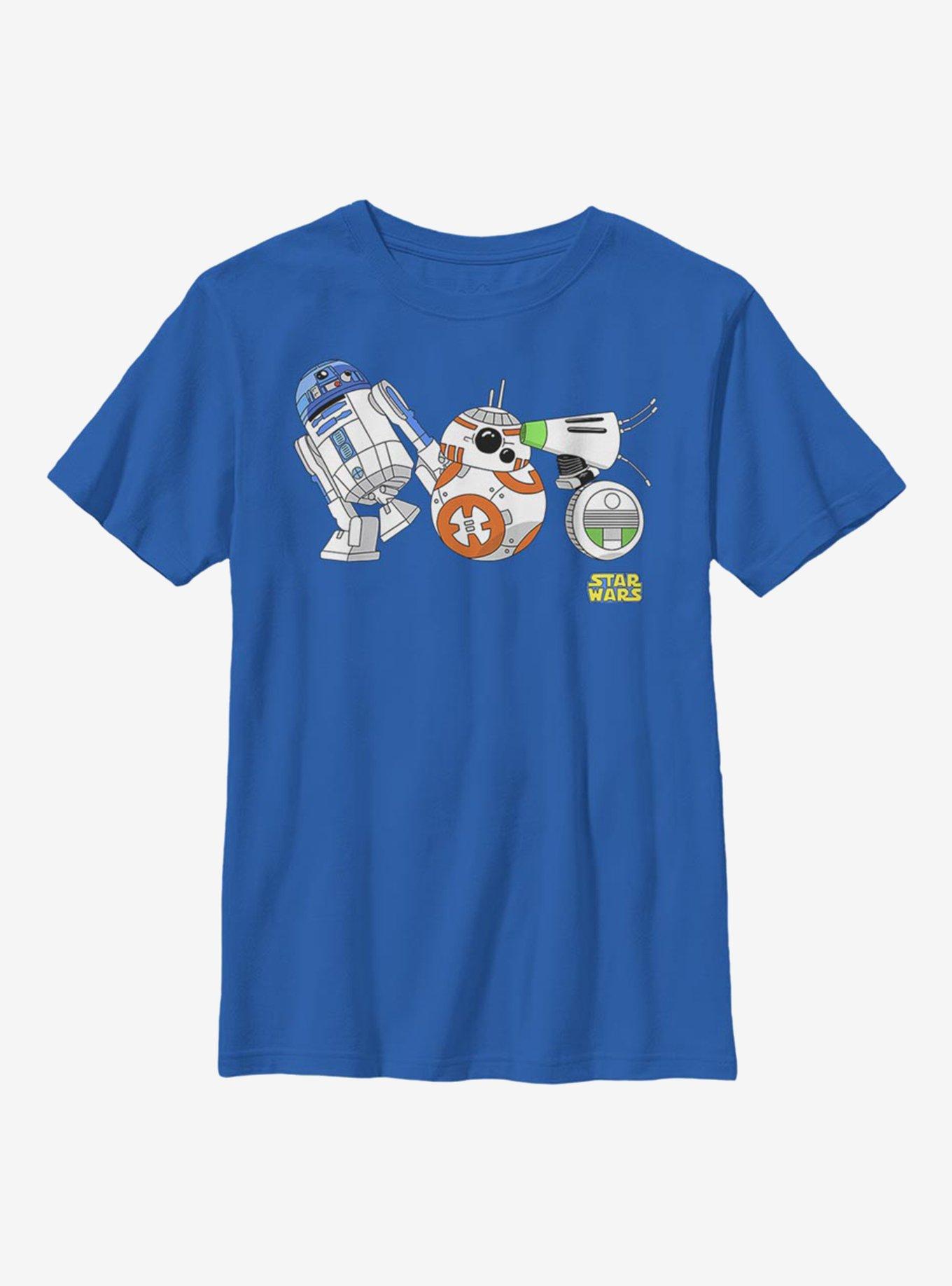 Star Wars Episode IX The Rise Of Skywalker Cartoon Droid Lineup Youth T-Shirt, ROYAL, hi-res