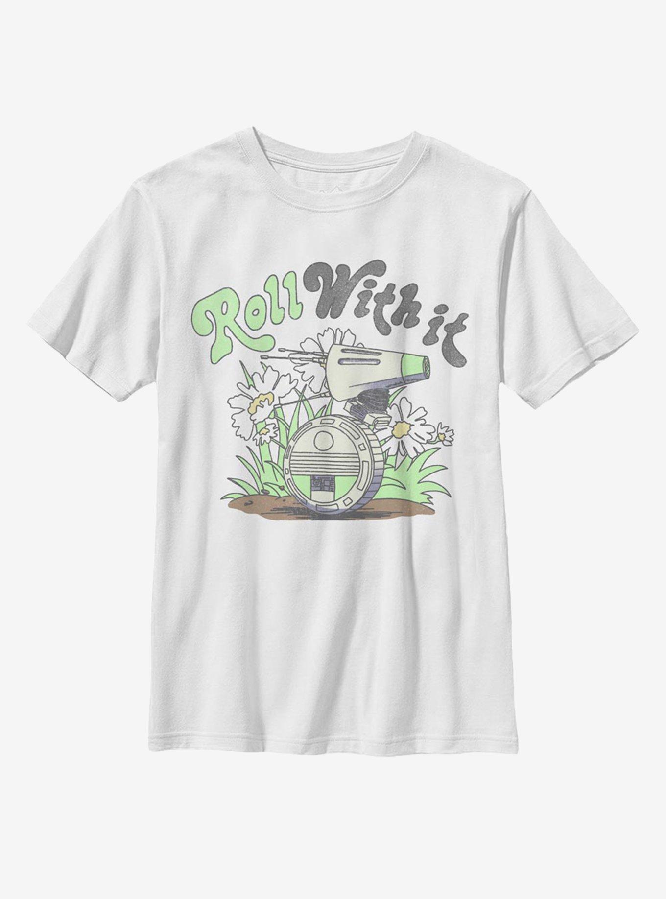 Star Wars Episode IX The Rise Of Skywalker Roll With It Youth T-Shirt, WHITE, hi-res