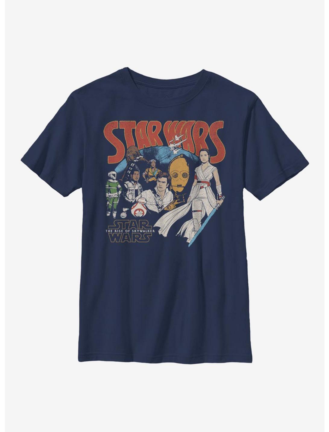 Star Wars Episode IX The Rise Of Skywalker Retro Buddies Youth T-Shirt, NAVY, hi-res