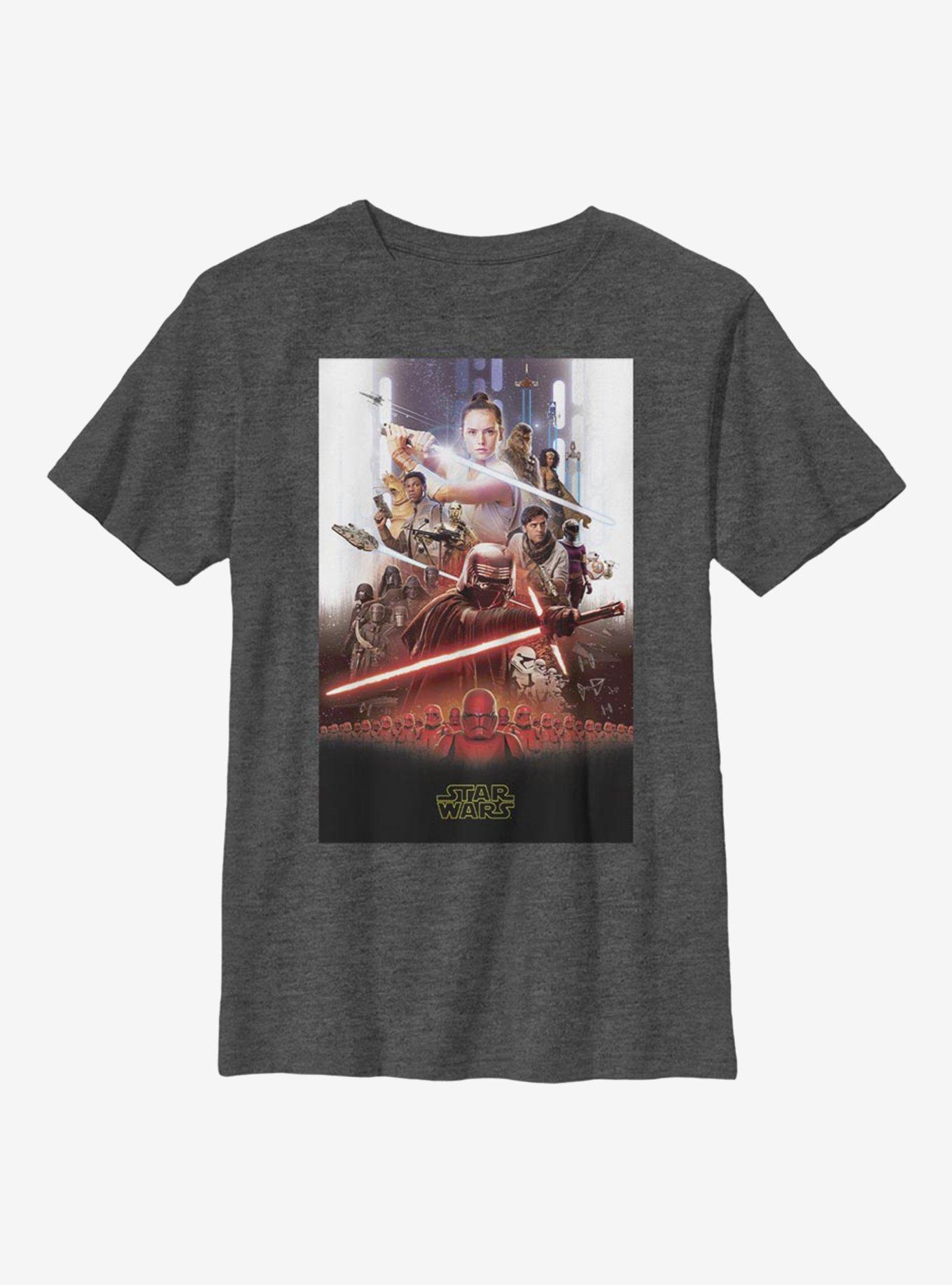 Star Wars Episode IX The Rise Of Skywalker Last Poster Youth T-Shirt, CHAR HTR, hi-res