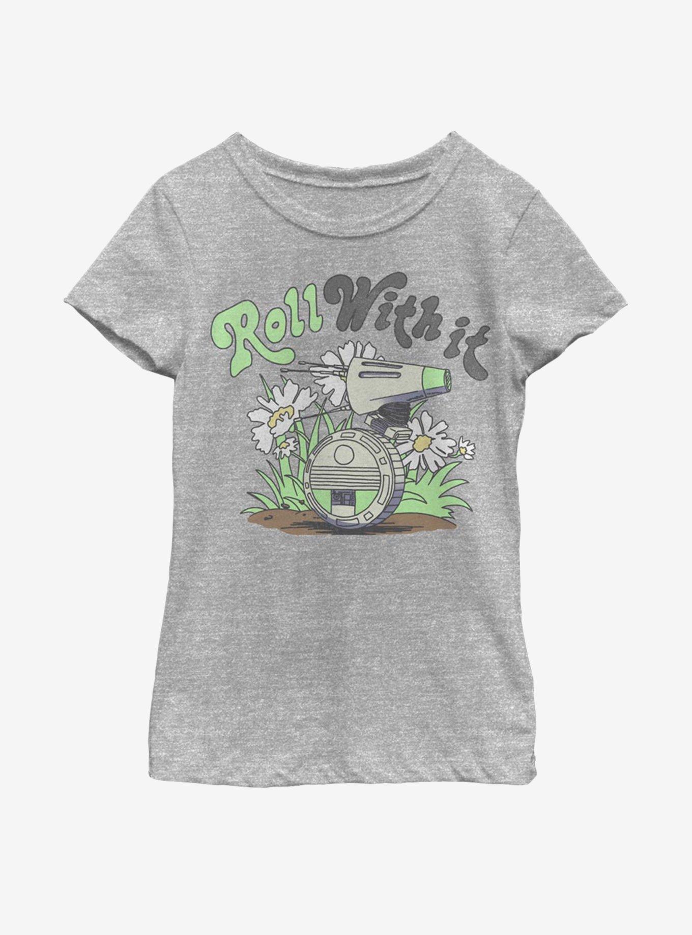 Star Wars Episode IX The Rise Of Skywalker Roll With It Youth Girls T-Shirt, ATH HTR, hi-res