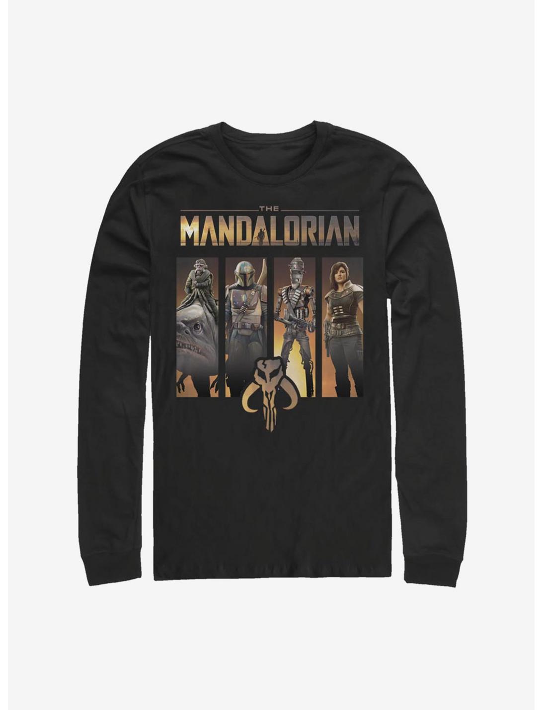 Star Wars The Mandalorian Character Panels Long-Sleeve T-Shirt, BLACK, hi-res